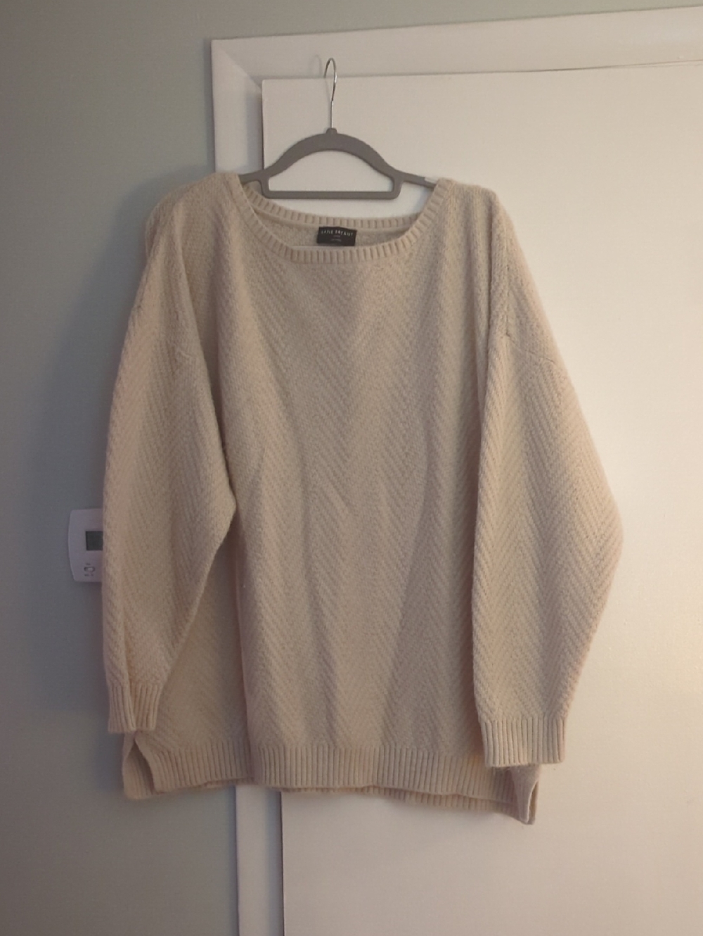 Lane Bryant Cream Ribbed-Neck Sweater